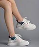 Shoetopia Colour Blocked Lace Up Sneakers - White