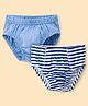 Kookie Kids Cotton Spandex Knit Briefs With Stripes Pack Of 2 - Blue