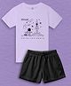 NUSYL Cotton Blend Knit Half Sleeves Space Theme Printed Tee & Shorts Set - Lilac & Black