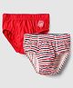 Kookie Kids Cotton Spandex Knit Briefs with Stripe & Sports Print Pack of 2 - Red Navy Blue & White