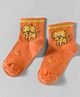 Mustang Cotton Knit Ankle Length Socks With Animal Design - Orange