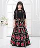 Betty By Tiny Kingdom Georgette Woven Floral Embroidered Stones Embellished Lehenga Choli With Three Fourth Sleeves Jacket Set - Black