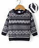 Mark & Mia Knit Full Sleeves Pullover Sweater with Motif Design - Black