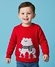 Mark & Mia Knit Full Sleeves Pullover Sweater with Bear Design - Red