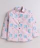 BAATCHEET Cotton Woven Full Sleeves Cute Bear Printed Shirt - Pink