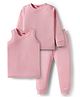 Babyhug Cotton Knit Full Sleeves Solid Thermal Vest & Pant Set - Pink