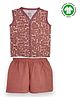 The Boo Boo Club 100% Cotton Muslin Woven Sleeveless Baby Animals Printed Shirt & Shorts Set - Brown