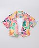Taffykids Muslin Woven Half Sleeves Floral & Birds Printed Oversized Shirt & Crop Top - Multi Colour