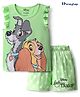 HoneyHap Disney Frill Sleeve Shorts Night Suit with Lady & The Tramp Graphics - Light Green