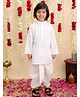 BownBee Pure Cotton Woven Full Sleeves Glitter Striped Dhoti Kurta Set - White