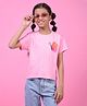 CRIMSOUNE CLUB Viscose Woven Half Sleeves Floral & Butterfly Printed Tee - Pink