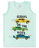 Luke and Lilly Cotton Knit Sleeveless Always On The Move Text & Car Printed Tee - Light Blue