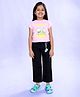 Kiddopanti Cotton Knit Half Sleeves Just Like A Boba Text Printed Tee & Jeans With Keychain Set - Pink & Black