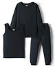 Babyhug Knit Full Sleeves Solid Thermal Inner Wear Set - Navy Blue