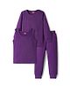 Babyhug Cotton Knit Full Sleeves Solid Color Thermal Vests & Pant Set - Purple