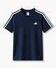 ADIDAS KIDS Cotton Knit Half Sleeves T-Shirt with Logo Graphic & Tape Detailing - Navy Blue