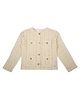 My Milestones Cotton Woven Full Sleeves Abstract Crochet Designed Cardigan - Beige