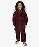 Pehanaava Cotton Blend Woven Full Sleeve Solid Pathani Style Kurta Pyjama Set - Maroon
