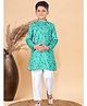 Pehanaava Cotton Woven Full Sleeves Bandhani Printed Tie Dye Kurta Pyjama Set - Green