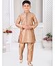 Pehanaava Cotton Woven Full Sleeves Stripes Embroidered Kurta Pyjama - Gold