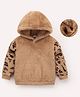 Mark & Mia Full Sleeves Fur Hooded Sweatshirt With Leopard Print - Brown