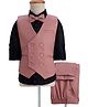 Robo Fry Cotton Woven Full Sleeves Solid Color 3 Piece Party Suit with Bow - Pink