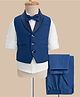 Robo Fry Cotton Woven Full Sleeves Solid Color 3 Pieces Party Suit with Bow - White & Blue