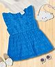 Creative Kids Cotton Woven Sleeveless Schiffli Embroidered Dress - Blue