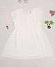 Creative Kids Cotton Woven Half Puffed Sleeves Floral Designed Schiffli Embroidered Dress - White