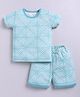 BABY GO Cotton Knit Half Sleeves Abstract Printed Tee With Coordinating Shorts Set - Sea Green