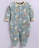 BABY GO Cotton Knit Full Sleeves Animals Printed Sleepsuit - Olive