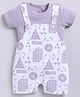 BABY GO Cotton Knit Geometry Shapes Printed Dungaree With Half Sleeves Tee - Violet