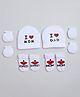 Tipy Tipy Tap Pack Of 6 Typography Printed Cap With Socks & Mittens - White - 34 cm