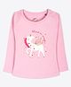 Ariel Cotton Knit Full Sleeves Unicorn Printed Tee - Pink