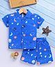 TOONYPORT Cotton Knit Half Sleeves Space Theme Printed Coordinating Shirt & Shorts Set - Blue