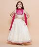 Bitiya By Bhama Silk Woven Sleeveless Floral Embroidered Gota Lace & Sequins Embellished Lehenga Choli With Dupatta Set - White
