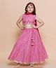 Bitiya By Bhama Silk Woven Sleeveless Floral Embroidered & Gota Lace Embellished Lehenga Choli WIth Dupatta Set - Pink