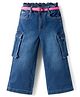 Babyhug Denim Full Length Washed Jeans With Stretch & Belt - Blue