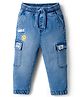 Babyhug Full Length Washed Denim Jeans With Stretch & Embroidery Detailing - Light Blue