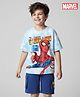 Pine Kids Marvel Single Jersey Knit Half Sleeves Drop Shoulder T-Shirt & Short Set with Spider-Man Graphics - Blue