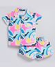 Snuggly MONKEY Poplin Woven Half Sleeves Stars & Hearts Printed Coordinating Shirt & Shorts Set - Multi Colour