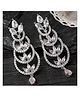 Zeneme Rhodium Plated Silver Toned AD Studded Loop Dangle Earrings- 13 g