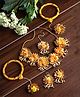Zeneme Floral Haldi Jewellery Set With Matching Maang Tikka Earrings & hathphool- 59 g
