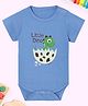 The Mom Store Cotton Knit Half Sleeves Little Dino Text & Baby Dinosaur Printed Onesie - Blue