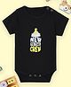The Mom Store Cotton Knit Half Sleeves New To The Crew Text Printed Onesie - Black