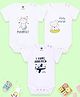 The Mom Store Cotton Knit Pack Of 3 Half Sleeves Animals & Typography Printed Onesie - White