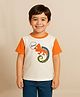 JusCubs Cotton Knit Half Sleeves Chameleon Embroidered Tee - White