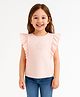 JusCubs Cotton Knit Half Sleeves Frill Detailed & Star Patch Embroidered Top - Pink