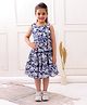 Superminis Rayon Woven Sleeveless Floral Printed Dress - Navy Blue