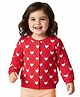 Doodle Poodle 100% Cotton Knit Full Sleeves Sweatjacket With Heart Print - Dark Pink